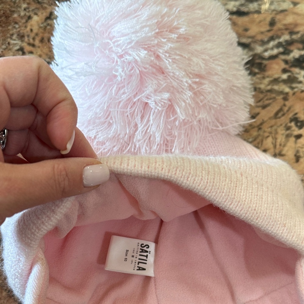 Stila Pink Kids Hat with Fluffy Pom-Pom